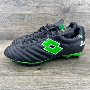 Lotto Stadio Made in Italy Black Green Leather Soccer Cleats Mens Size 11